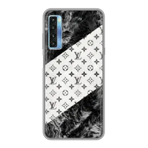 Чохол Стиль Louis Vuitton на TCL 20L (LV на білому)