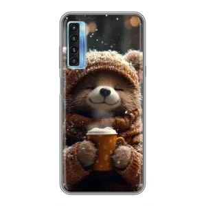 Печатный чехол «Зверята с кофе» для TCL 20L (Медвежонок с кофе)