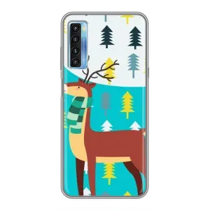 Силиконовый бампер с картинкой животных для TCL 20L (Олень с шарфом)