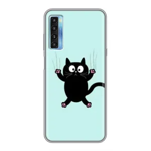 Силиконовый чехол с котиком для TCL 20L (Падающий кот)