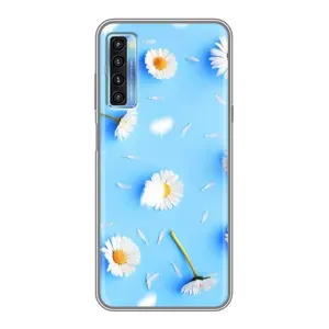 Чохол з Квітами для TCL 20L (ромашки на блакитному)