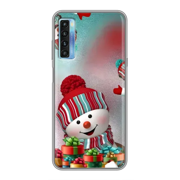 Чехол с рисунком «Снеговик в шапке» для TCL 20L