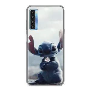 Чехол с рисунком Стич для TCL 20L (Стич с цветочком)