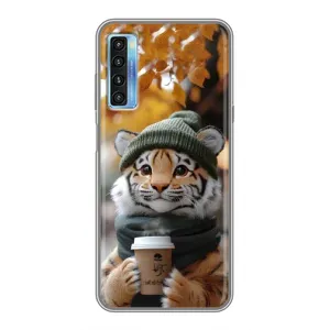 Печатный чехол «Зверята с кофе» для TCL 20L (Тигр с кофе)