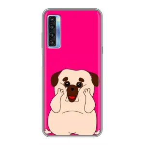 Чехол (ТПУ) Милые собачки для TCL 20L (Веселый Мопсик)