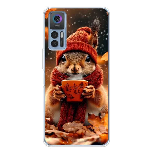 Чехол с рисунком «Белка с кофе» для TCL 30 Plus Чехол с рисунком «Белка с кофе» для TCL 30 Plus