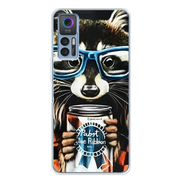Чехол с рисунком «Енот в очках» для TCL 30 Plus Чехол с рисунком «Енот в очках» для TCL 30 Plus