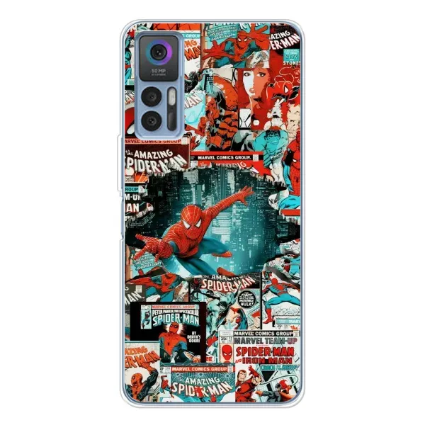 Чехол с рисунком «Комиксы Человек Паук» для TCL 30 Plus Чехол с рисунком «Комиксы Человек Паук» для TCL 30 Plus