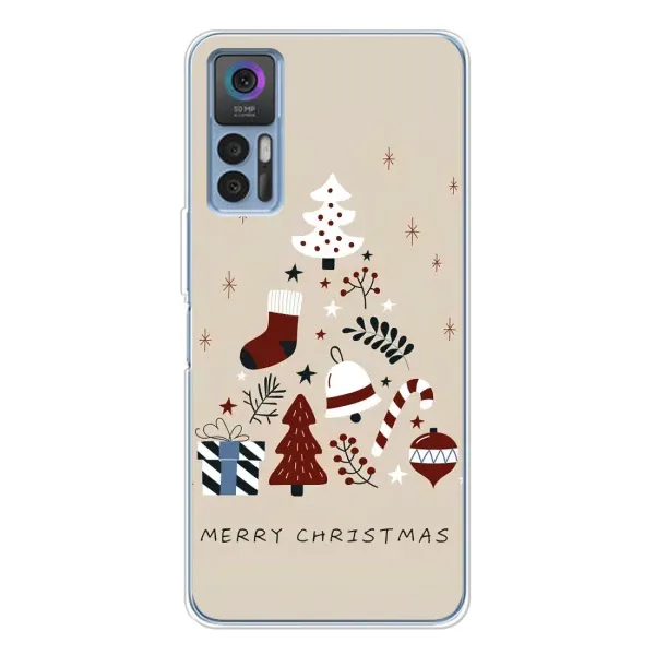 Чехол с рисунком «Merry Christmas» для TCL 30 Plus