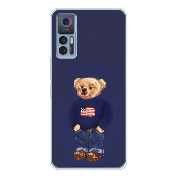 Чехол с рисунком «Мишка USA» для TCL 30 Plus
