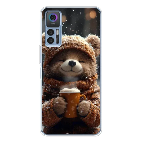 Чехол с рисунком «Медвежонок с кофе» для TCL 30 Plus Чехол с рисунком «Медвежонок с кофе» для TCL 30 Plus