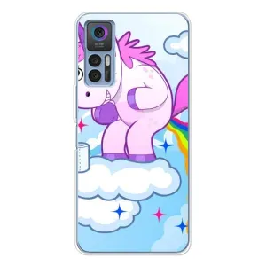 Чехол Unicorn на TCL 30 Plus (Радуга единорожка)