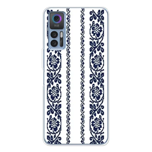 Чехол с рисунком «Синяя вышиванка» для TCL 30 Plus Чехол с рисунком «Синяя вышиванка» для TCL 30 Plus