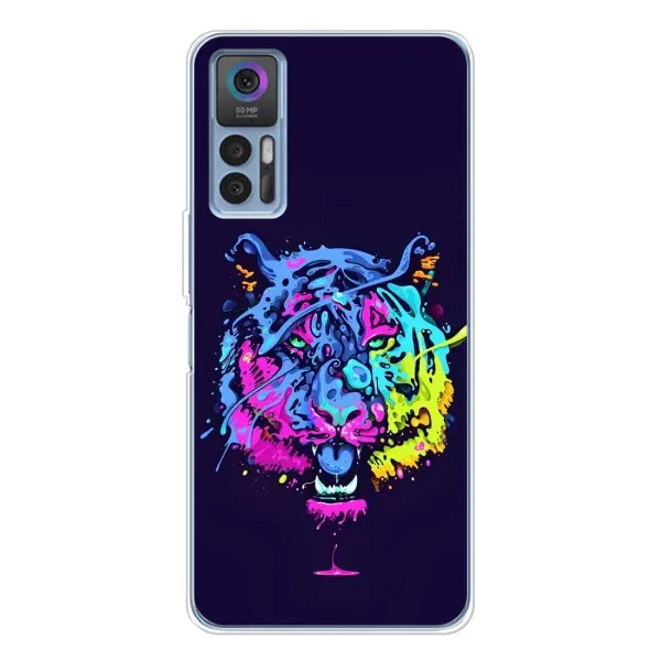 Чехол с рисунком «Тигр-Арт» для TCL 30 Plus