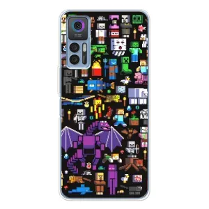 Чехол майнкрафт для TCL 30 Plus (Все персонажи)