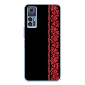 Силиконовый Чехол на TCL 30 Plus с картинкой Вышиванки (Вышиванка на черном)