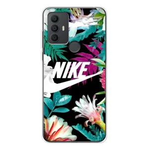 Силиконовый Чехол на TCL 30 SE с картинкой Nike (Цветочный Nike)