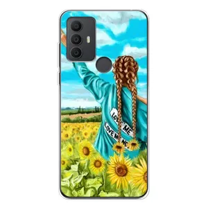 Чехол Стильные девушки на TCL 30 SE (Девушка на поле)