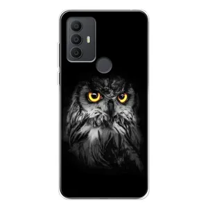 Чехол с рисунком «Сова на чёрном» для TCL 30 SE