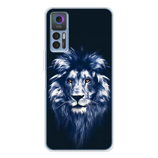 Чехол с рисунком «Лев - синий» для TCL 30