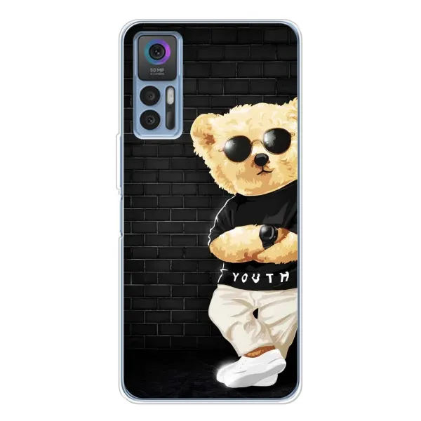 Чехол с рисунком «Мишка в очках» для TCL 30