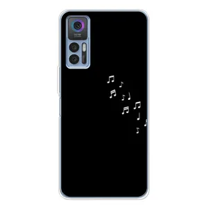 Чехол с картинками на черном фоне для TCL 30 (Ноты)