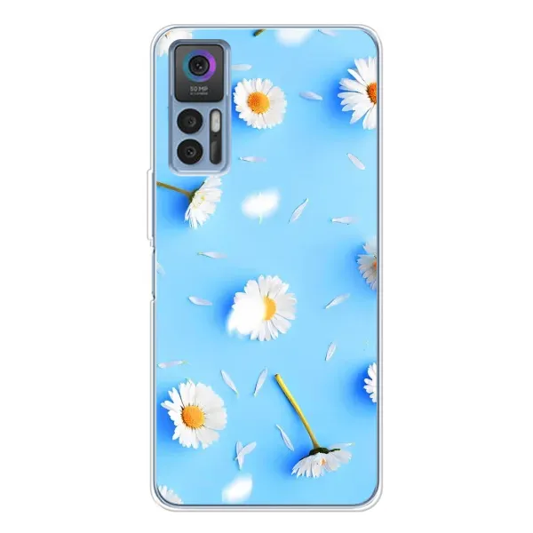 Чехол с рисунком «ромашки на голубом» для TCL 30