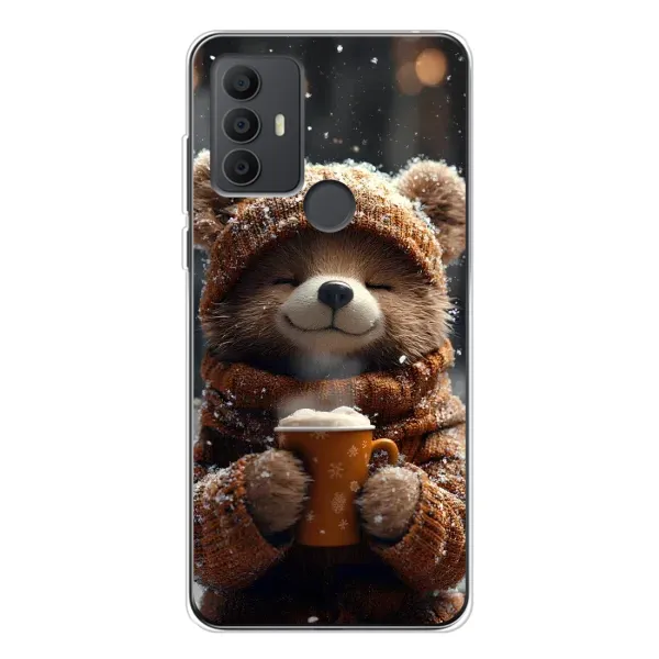 Чехол с рисунком «Медвежонок с кофе» для TCL 306 Чехол с рисунком «Медвежонок с кофе» для TCL 306