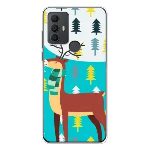 Силиконовый бампер с картинкой животных для TCL 306 (Олень с шарфом)