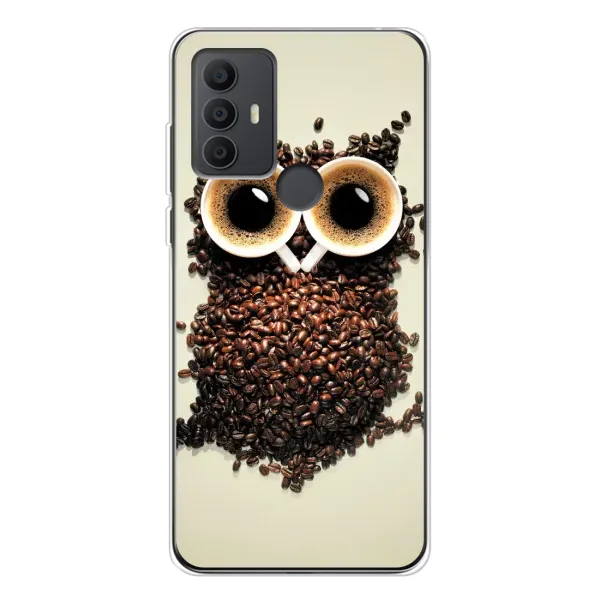 Чехол с рисунком «Сова с зерен кофе» для TCL 306