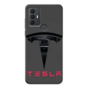 Силиконовый бампер с картинкой машины на TCL 306 (Logo TESLA)
