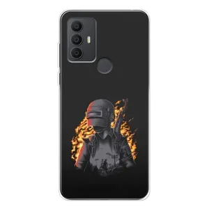 Силиконовый чехол с картинкой "Герой Pubg" на TCL 306 (В огне)