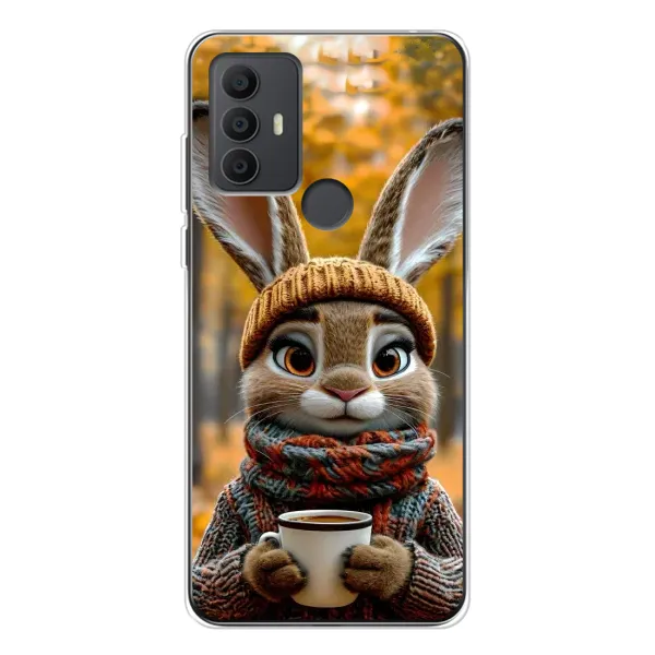 Чехол с рисунком «Зайчик с кофе» для TCL 306 Чехол с рисунком «Зайчик с кофе» для TCL 306