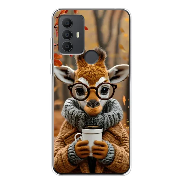 Чехол с рисунком «Жираф с кофе» для TCL 306 Чехол с рисунком «Жираф с кофе» для TCL 306