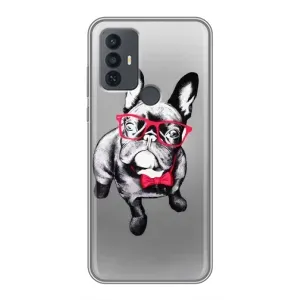 Чохол (ТПУ) Милі песики для TCL 30E (Бульдог в окулярах)