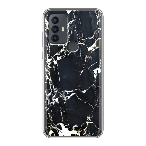 Чехол с рисунком «Чёрный мрамор» для TCL 30E