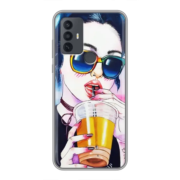 Чехол с рисунком «Девушка с коктейлем» для TCL 30E