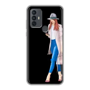 Чехол с картинкой Модные Девчонки TCL 30E (Девушка со смартфоном)
