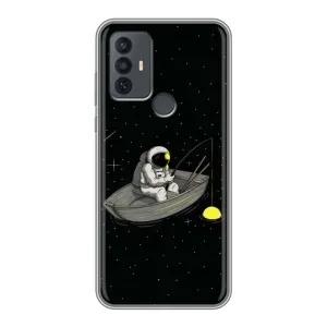 Силіконовый Чохол з принтом "Космонавти" на TCL 30E (Космонавт на рибалці)