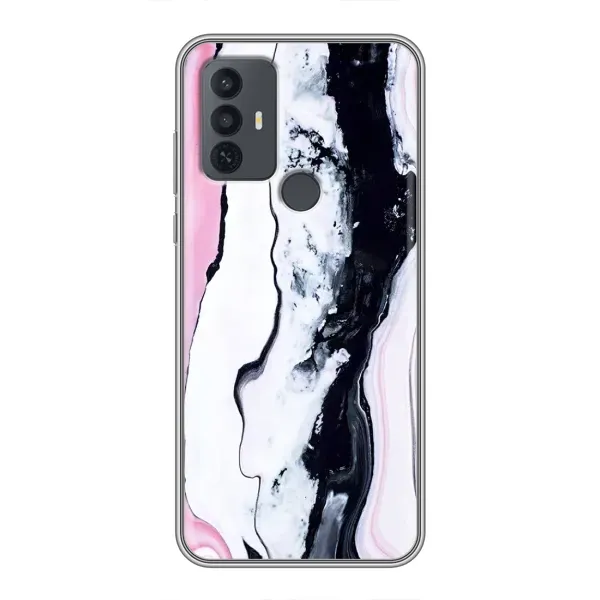 Чехол с рисунком «Розовый мрамор» для TCL 30E