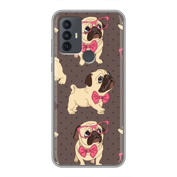Чехол с рисунком «Собачки Мопсики» для TCL 30E