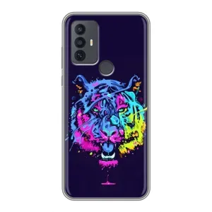 Силіконовий бампер з картинкою звірів для TCL 30E (Тигр-Арт)