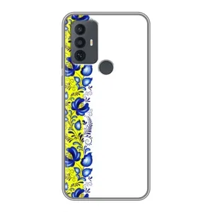 Силиконовый Чехол на TCL 30E с картинкой Вышиванки (Желто-синяя вышиванка)