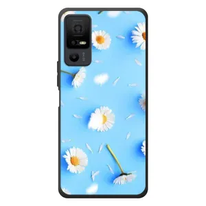 Чехол с Цветами для TCL 40 NxtPaper 5G (ромашки на голубом)