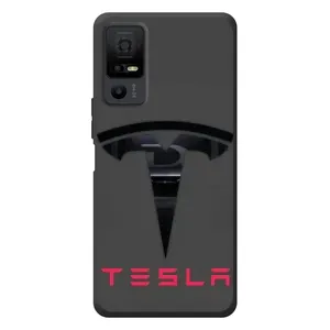 Силиконовый бампер с картинкой машины на TCL 40 NxtPaper 5G (Logo TESLA)