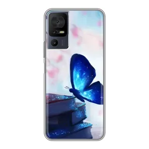 Силиконовый бампер с картинкой животных для TCL 40 SE (Бабочка синяя)