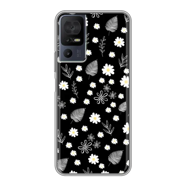 Чехол с рисунком «цветение на чорном» для TCL 40 SE Чехол с рисунком «цветение на чорном» для TCL 40 SE