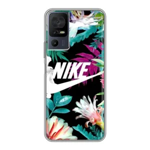 Силіконовый Чохол на TCL 40 SE з картинкою НАЙК (Квітковий Nike)