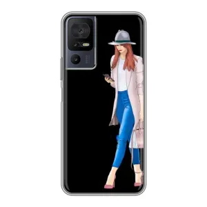 Чехол с картинкой Модные Девчонки TCL 40 SE (Девушка со смартфоном)