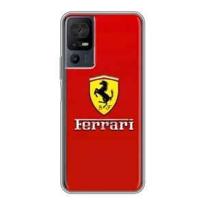 Силиконовый бампер с картинкой машины на TCL 40 SE (Ferrari Logo)